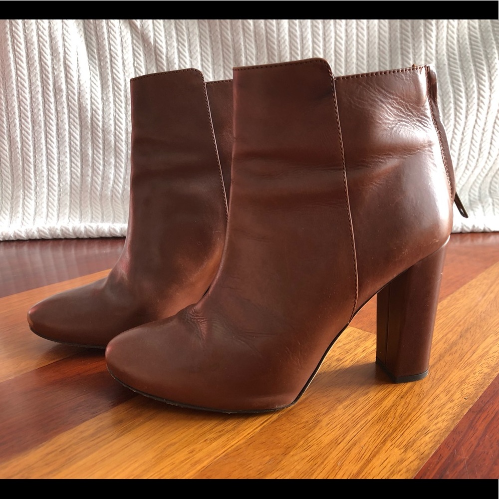 J. Crew Collection Cognac Heeled Ankle Boots